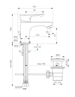 Ideal Standard BD003AA ALPHA Промо комплект 7 в 1 (A7185AA + BC486AA + B9442AA +B9445AA+B9403AA+ B964952AA + A2406AA) от интернет-магазина Purezza 
