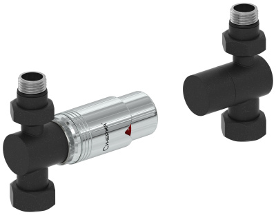 Сунержа Автоматический терморегулятор прямой G 1/2" НР х G 3/4" НГ (набор) 15-1420-6203 Темный титан муар/Хром от интернет-магазина Purezza 