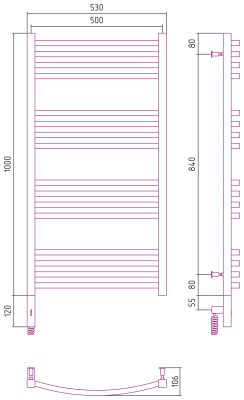 Сунержа Аркус 3.0 Электрический полотенцесушитель 1000х500 от интернет-магазина Purezza 
