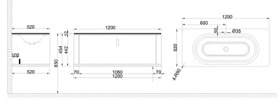 Maxonor SAPPHIRE Тумба со столешницей и раковиной 120х52 SAPPHIRE-120-WH-BASE Перламутровый белый/Золото от интернет-магазина Purezza 