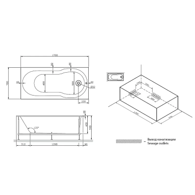 AM.PM X-Joy Каркас для ванны 170 см W88A-170-070W-R от интернет-магазина Purezza 