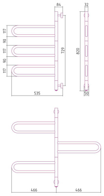 Стилье Формат 50 ПВ Электрический поворотный полотенцесушитель 830х535 31550-0830 Матовый черный от интернет-магазина Purezza 